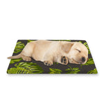 Dark Tropical Leaf Pattern Print Pet Cooling Mat Cover