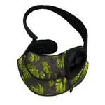 Dark Tropical Leaf Pattern Print Pet Sling Carrier