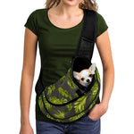 Dark Tropical Leaf Pattern Print Pet Sling Carrier