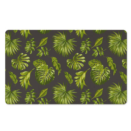 Dark Tropical Leaf Pattern Print Polyester Doormat