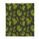 Dark Tropical Leaf Pattern Print Polyester Shower Curtain