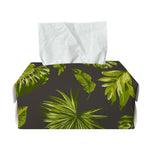Dark Tropical Leaf Pattern Print Rectangle Tissue Box Cover