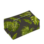 Dark Tropical Leaf Pattern Print Rectangle Tissue Box Cover
