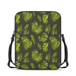 Dark Tropical Leaf Pattern Print Rectangular Crossbody Bag