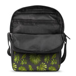 Dark Tropical Leaf Pattern Print Rectangular Crossbody Bag