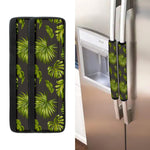 Dark Tropical Leaf Pattern Print Refrigerator Handle Covers
