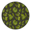 Dark Tropical Leaf Pattern Print Round Floor Mat