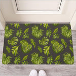 Dark Tropical Leaf Pattern Print Rubber Doormat