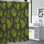 Dark Tropical Leaf Pattern Print Shower Curtain