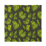 Dark Tropical Leaf Pattern Print Silk Bandana