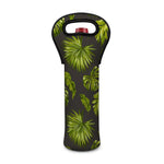 Dark Tropical Leaf Pattern Print Single Neoprene Wine Tote