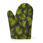 Dark Tropical Leaf Pattern Print Single Oven Mitt