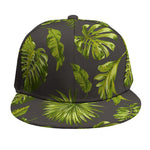 Dark Tropical Leaf Pattern Print Snapback Cap