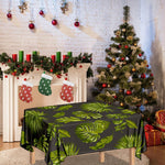 Dark Tropical Leaf Pattern Print Tablecloth