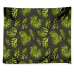 Dark Tropical Leaf Pattern Print Tapestry