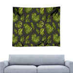 Dark Tropical Leaf Pattern Print Tapestry