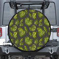 Dark Tropical Leaf Pattern Print Tire Cover