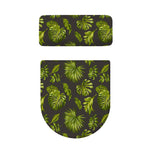 Dark Tropical Leaf Pattern Print Toilet Lid And Tank Cover Set