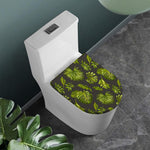 Dark Tropical Leaf Pattern Print Toilet Lid Cover