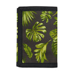 Dark Tropical Leaf Pattern Print Trifold Wallet