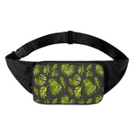 Dark Tropical Leaf Pattern Print Waist Bag