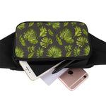 Dark Tropical Leaf Pattern Print Waist Bag