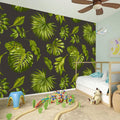 Dark Tropical Leaf Pattern Print Wall Sticker