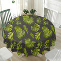 Dark Tropical Leaf Pattern Print Waterproof Round Tablecloth