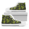 Dark Tropical Leaf Pattern Print White High Top Sneakers