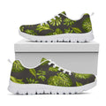 Dark Tropical Leaf Pattern Print White Running Shoes