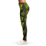 Dark Tropical Leaf Pattern Print Women's Leggings
