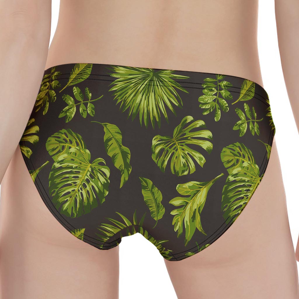 Dark Tropical Leaf Pattern Print Women's Panties