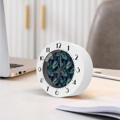 Dark Tropical Palm Leaf Pattern Print Alarm Clock