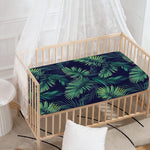 Dark Tropical Palm Leaf Pattern Print Baby Crib Sheet