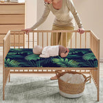 Dark Tropical Palm Leaf Pattern Print Baby Crib Sheet