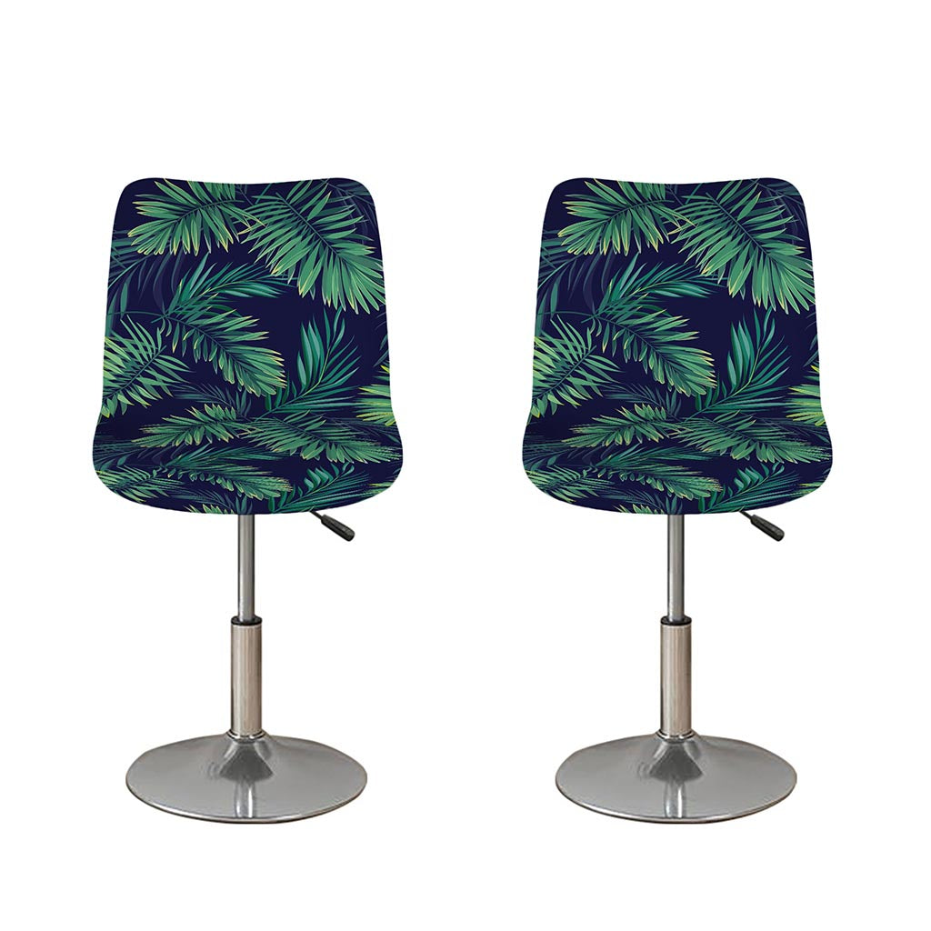Dark Tropical Palm Leaf Pattern Print Bar Stool Covers