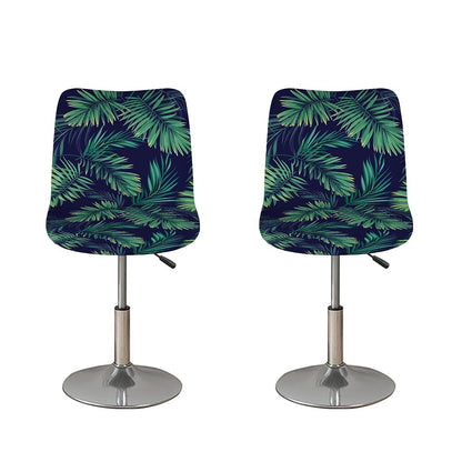 Dark Tropical Palm Leaf Pattern Print Bar Stool Covers