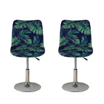 Dark Tropical Palm Leaf Pattern Print Bar Stool Covers