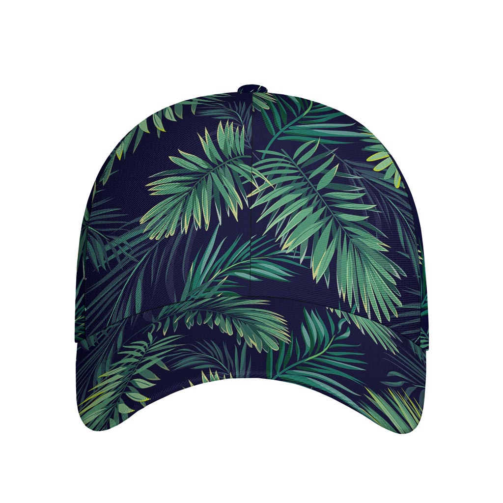 Dark Tropical Palm Leaf Pattern Print Baseball Cap