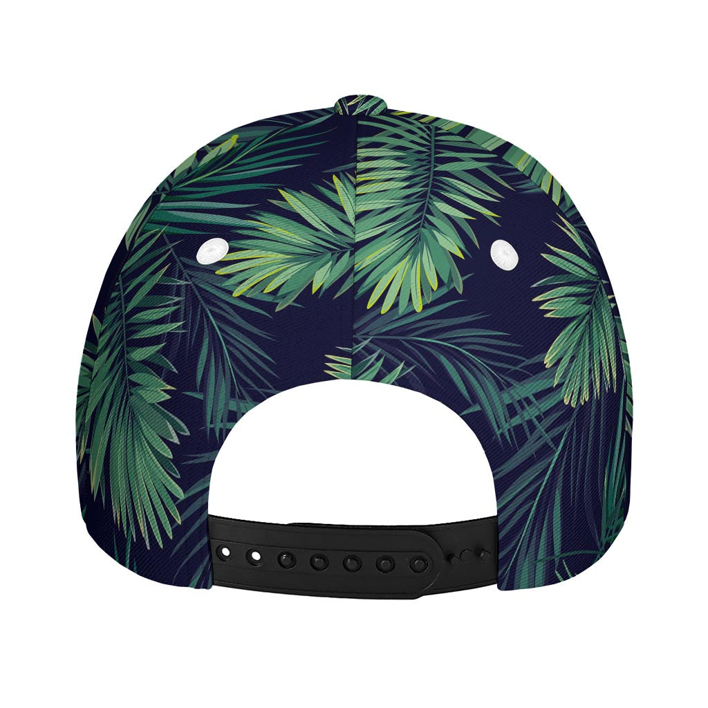 Dark Tropical Palm Leaf Pattern Print Baseball Cap