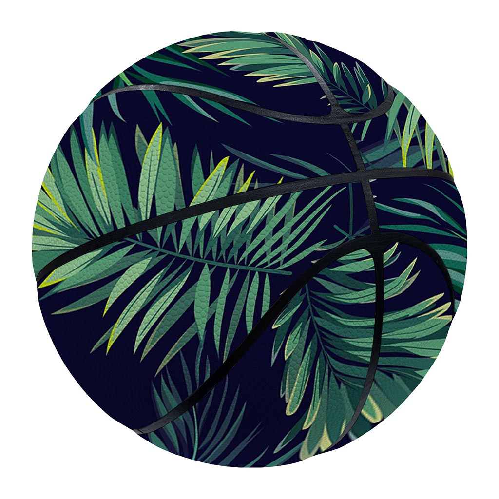 Dark Tropical Palm Leaf Pattern Print Basketball