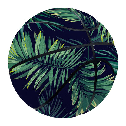 Dark Tropical Palm Leaf Pattern Print Basketball