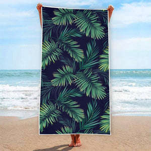 Dark Tropical Palm Leaf Pattern Print Beach Towel