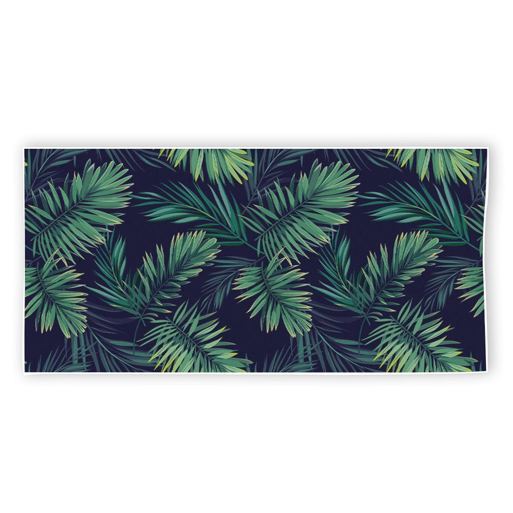 Dark Tropical Palm Leaf Pattern Print Beach Towel