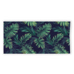 Dark Tropical Palm Leaf Pattern Print Beach Towel