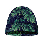 Dark Tropical Palm Leaf Pattern Print Beanie
