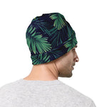 Dark Tropical Palm Leaf Pattern Print Beanie