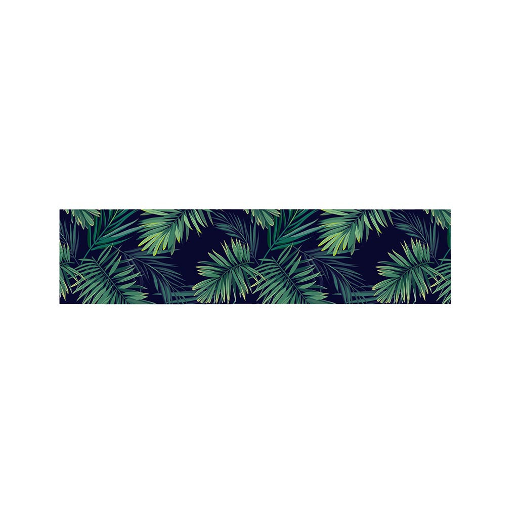 Dark Tropical Palm Leaf Pattern Print Bed Runner