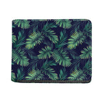 Dark Tropical Palm Leaf Pattern Print Bifold Wallet