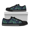 Dark Tropical Palm Leaf Pattern Print Black Low Top Sneakers